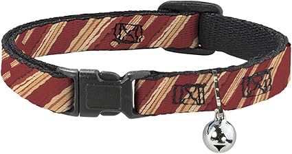 Buckle-Down Cat Collar Breakaway Bacon Slices Red 8 to 12 Inches 0.5 Inch Wide