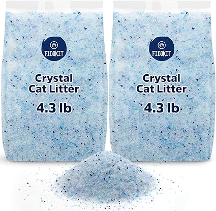 Crystal Cat Litter, Superior Cat Litter Crystals for Odor Control, Perfect for ScoopFree Cat Litter Boxes, 2 Bags of Crystal Litter 4.3LB Each, Total of 8.6LB