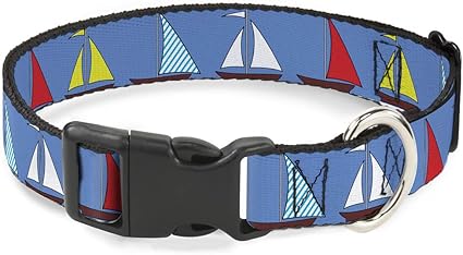 Buckle-Down Cat Collar Breakaway Sailboats Blue 6 to 9 Inches 0.5 Inch Wide