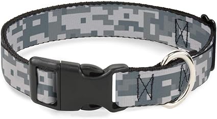 Buckle-Down Cat Collar Breakaway Digital Camo2 Grays 9 to 15 Inches 0.5 Inch Wide