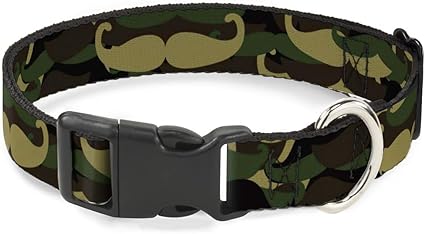 Buckle-Down Cat Collar Breakaway Camostache 6 to 9 Inches 0.5 Inch Wide