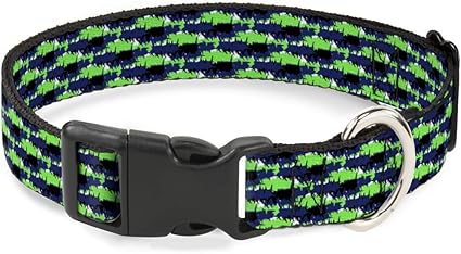 Cat Collar Breakaway Abstract Scribble Black Blue Neon Green 6 to 9 Inches 0.5 Inch Wide