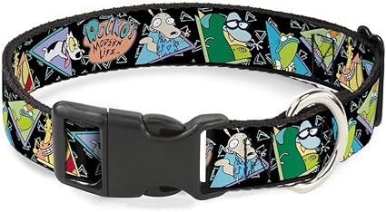 Cat Collar Breakaway Rockos Modern Life Character Portraits Triangles Black Blue 6 to 9 Inches 0.5 Inch Wide