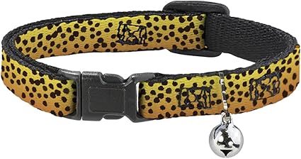 Buckle-Down Cat Collar Breakaway Cheetah 8 to 12 Inches 0.5 Inch Wide