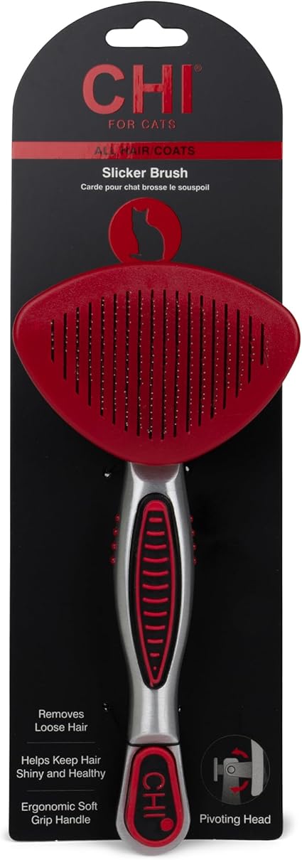 CHI for Cats High-End Self-Cleaning Slicker Brush, Perfect for Indoor Long-Haired Pets, Effective Shedding and Grooming Tool