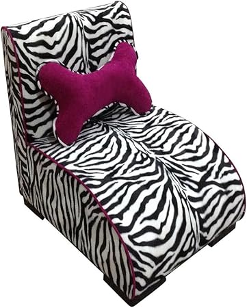 Ore International Upholstered Pet Lounge Bed with Zebra Print, 22.75