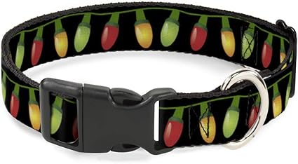 Cat Collar Breakaway Christmas Lights Black Multi Color 9 to 15 Inches 0.5 Inch Wide