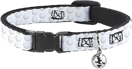 Buckle-Down Cat Collar Breakaway Golf Ball Dimples Whites 8 to 12 Inches 0.5 Inch Wide