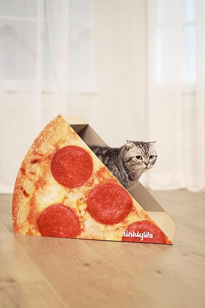 Cat Condo Scratcher Post Cardboard, Looking Well with Delicious Pizza Shape Cat Scratching House Bed Furniture Protector