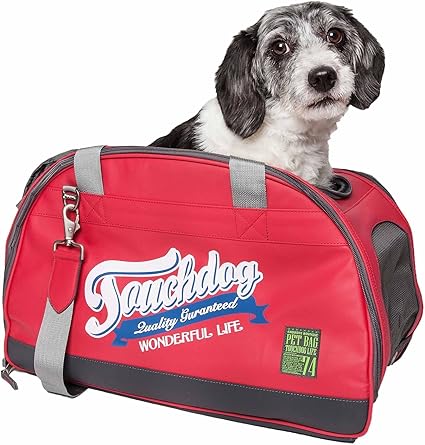 Touchdog 'Wick-Guard' Waterproof Fashion Pet Carrier - Sporty Travel Cat and Dog Carrier with Included Shoulder-Straps and Washable Pet Mat