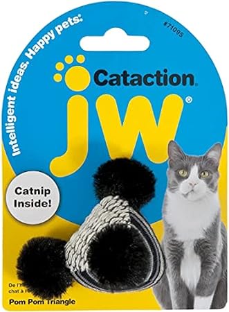 JW Cataction Pom Pom Triangle Toy, Multicolor