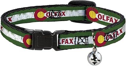 Cat Collar Breakaway Colfax Green Stripe Weathered 8 to 12 Inches 0.5 Inch Wide