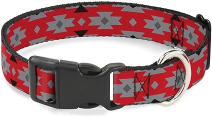 Buckle-Down Plastic Clip Collar - Navajo Gray/Red/Gray/Black - 1/2