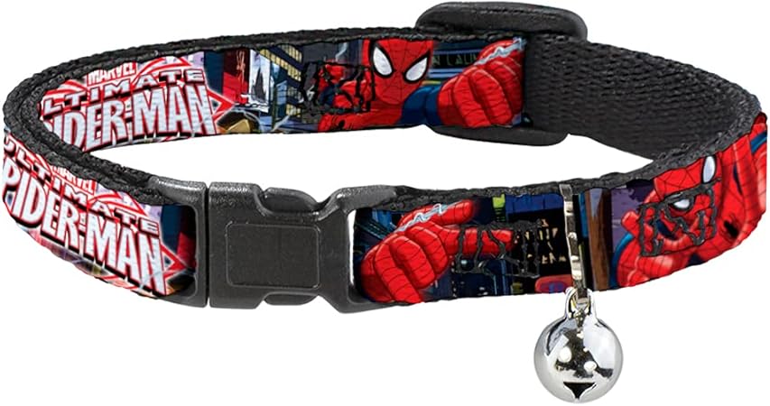 Cat Collar Breakaway The Ultimate Spider Man Swinging City Poses 8 to 12 Inches 0.5 Inch Wide