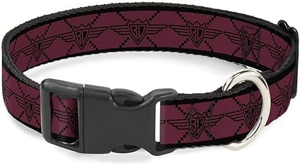 Buckle-Down Cat Collar Breakaway BD Monogram2 Red Black 6 to 9 Inches 0.5 Inch Wide