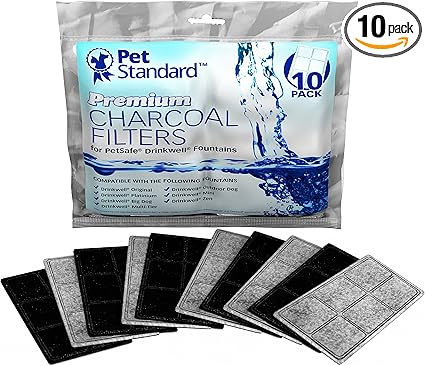 Premium Charcoal Filters for PetSafe Drinkwell Fountains, Pack of 10