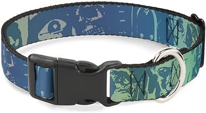 Buckle-Down Cat Collar Breakaway Retro Monster Aqua 6 to 9 Inches 0.5 Inch Wide