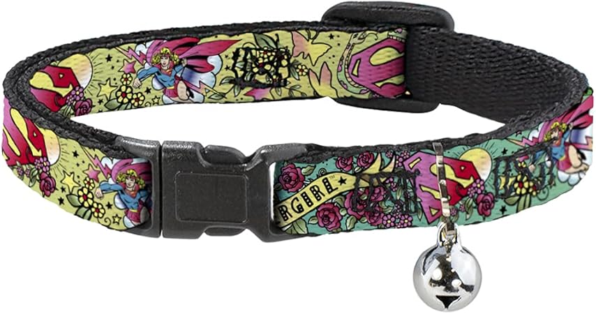 Cat Collar Breakaway Supergirl Tattoo Scene 8 to 12 Inches 0.5 Inch Wide