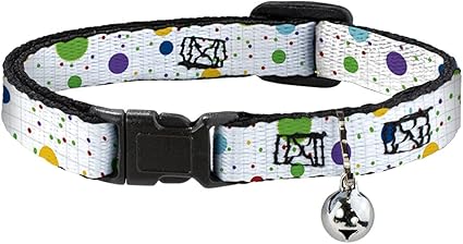 Cat Collar Breakaway Dots Grid2 White Gray Multi Color 8 to 12 Inches 0.5 Inch Wide