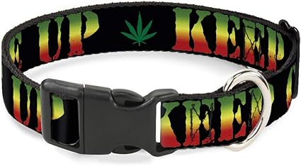 Buckle-Down Breakaway Cat Collar - Keep Calm and Smoke UP Black/Rasta