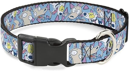 Buckle-Down Cat Collar Breakaway Rocko Spunky Scattered Expressions Triangles Blue Lavender 9 to 15 Inches 0.5 Inch Wide