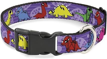 Buckle-Down Cat Collar Breakaway Dinosaur Cartoon 9 to 15 Inches 0.5 Inch Wide