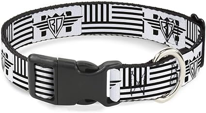 Buckle-Down Cat Collar Breakaway BD Logo American Stripe Flag White Black 6 to 9 Inches 0.5 Inch Wide