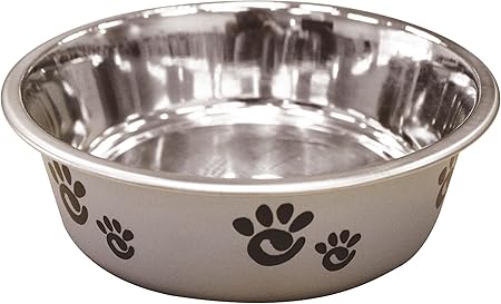 Ethical Pet Barcelona Matte and Stainless Steel Pet Dish, 32-Ounce, Silver