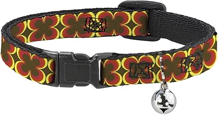 Cat Collar Breakaway Four Dot Gradient Brown Yellow Red 8 to 12 Inches 0.5 Inch Wide