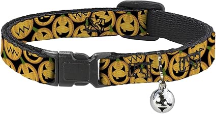 Cat Collar Breakaway Jack O Lantern Collage Black 8 to 12 Inches 0.5 Inch Wide