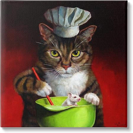 Stupell Industries Cat Chef & Mouse Canvas Wall Art by Lucia Heffernan