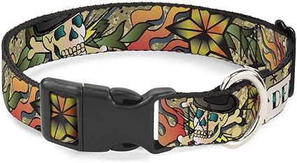 Buckle-Down Cat Collar Breakaway Death Or Glory Tan 6 to 9 Inches 0.5 Inch Wide