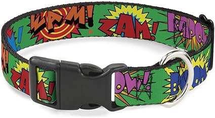 Buckle-Down Cat Collar Breakaway Sound Effects Green Multi Color 9 to 15 Inches 0.5 Inch Wide