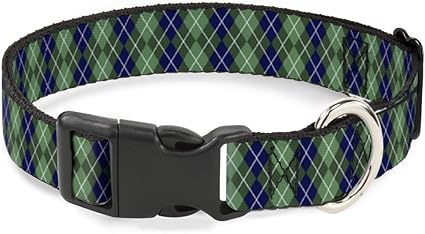 Buckle-Down Cat Collar Breakaway Argyle Green Navy Green White 6 to 9 Inches 0.5 Inch Wide