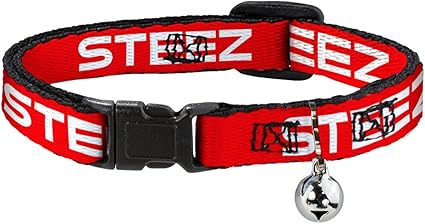 Buckle-Down Cat Collar Breakaway Steez Flat Red White 8 to 12 Inches 0.5 Inch Wide