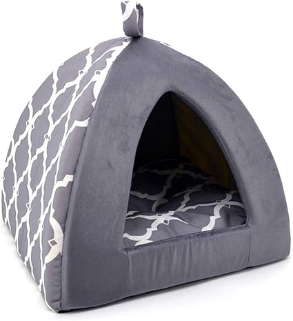 Pet Tent - Soft Bed for Dog and Cat by Best Pet Supplies - Gray Lattice, 16