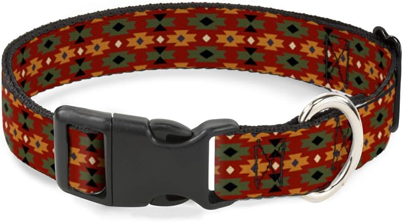 Buckle-Down Cat Collar Breakaway Mini Navajo Tan Rust Olive Black 9 to 15 Inches 0.5 Inch Wide