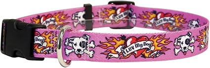 Yellow Dog Design I Luv My Dog Pink Dog Collar Fits Neck 14 to 20