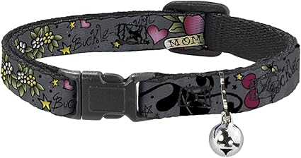 Cat Collar Breakaway Mom Mom Gray 8 to 12 Inches 0.5 Inch Wide