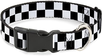 Buckle-Down Plastic Clip Collar - Checker Midnight Blue/White - 1