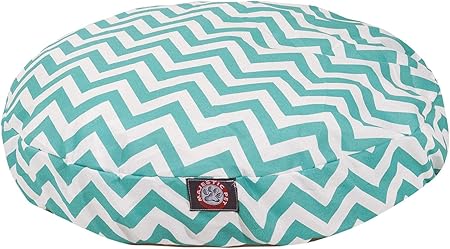 Teal Chevron Large Round Indoor Outdoor Pet Dog Bed With Removable Washable Cover By Majestic Pet Products