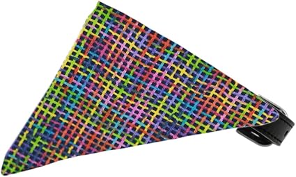 Mirage Pet Products 624-81 BK10 Black Neon Party Plaid Bandana Pet Collar, Size 10