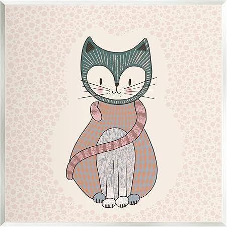 Stupell Industries Speckled Kitty Cat Patterned Shapes Animal Design Wood Wall Art, Design By Birgit Maria Kiennast