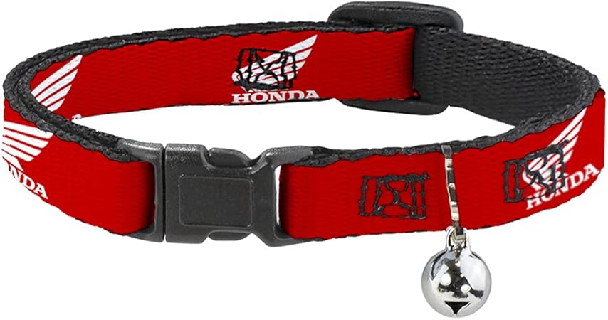 Buckle-Down Cat Collar Breakaway Honda Motorcycle Logo Red White 8 to 12 Inches 0.5 Inch Wide