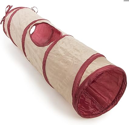 SmartyKat Crackle Chute Crinkle Activity Tunnel Cat Toy - Tan/Red, One Size