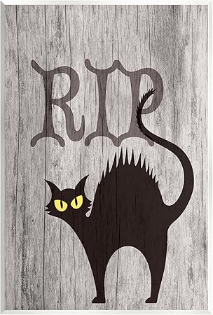 Stupell Industries RIP Halloween Cat Wall Plaque Art by Lil' Rue