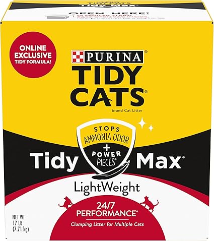 Purina Tidy Cats LightWeight, Scoopable Clumping Cat Litter, Tidy Max 24/7 Performance Formula - 17 lb. Box