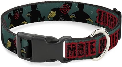 Buckle-Down Cat Collar Breakaway Zombie Killer Zombie March Green Red Black 9 to 15 Inches 0.5 Inch Wide