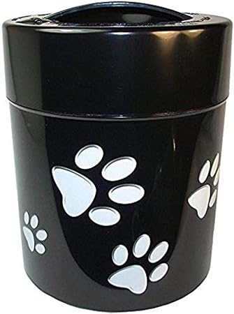 2.5 Pound Vacuum Sealed Pet Food Storage Container; Black Cap & Body/White Paws