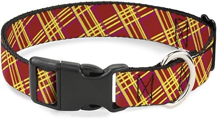 Buckle-Down Cat Collar Breakaway Plaid X4 Fluorescent Oranges Pinks Yellow 9 to 15 Inches 0.5 Inch Wide